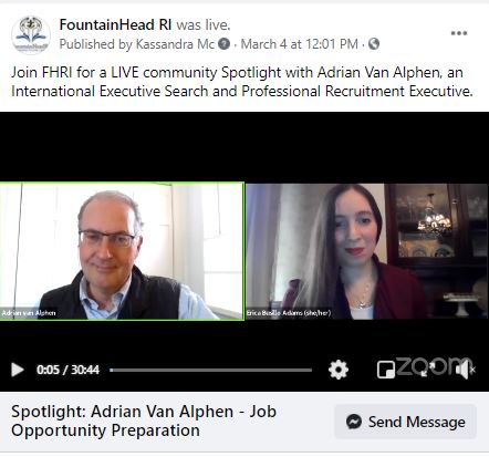 screenhot of facebook post for community spotlight with Adrian Van Alphen