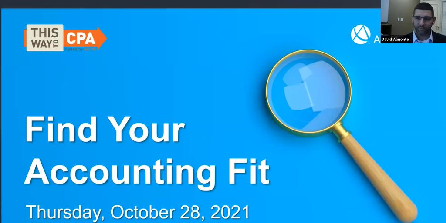 screen capture of Find Your Accounting Fit presentation intro screen